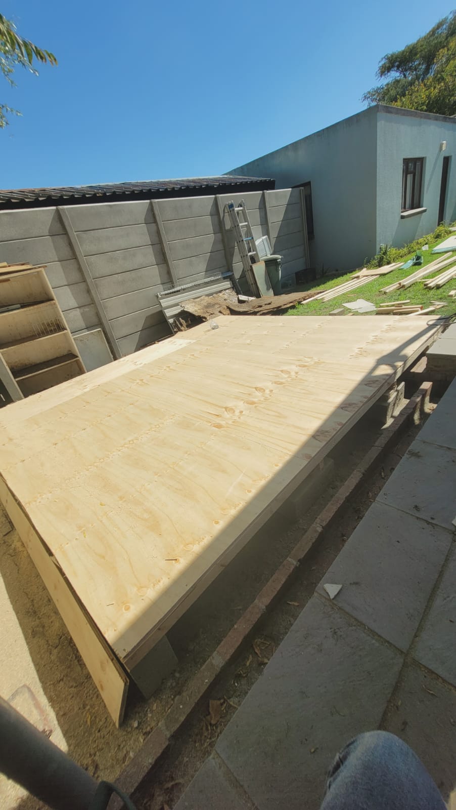 Real wooden flooring prepared for a Wendy house build